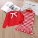 thumbnail image 2 of Conjunto de dos piezas de suéter sin mangas con volantes de estilo occidental para niñas de 1 a 6 años, suéter y falda para niñas, 2 of 6