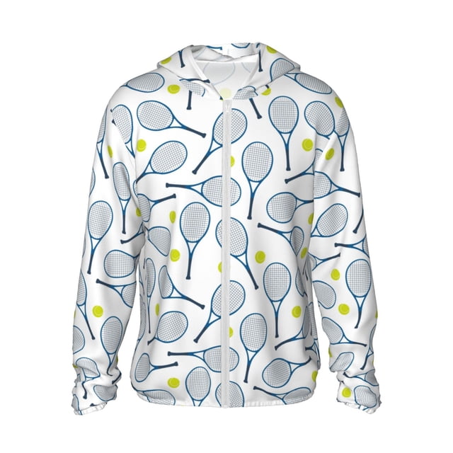 Balery Tennis Rackets And Balls Sudadera ligera de manga larga con capucha y protección solar UPF 50+ para hombre y mujer, ideal para pesca y running-XX-Large