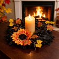 thumbnail image 4 of Halloween Candle Rings Wreaths,Fall Artificial Maple Leaf Wreath Pillar Candle Holder Wreaths Garland,Mini Maple Leaves Wreath,Thanksgiving Decorative Tealight Holder,Autumn Fall Decor,Z_A, 4 of 4