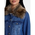 thumbnail image 5 of Madden NYC Women's Cropped Denim Jacket with Faux Fur Collar, Sizes XXS-XXL, 5 of 6