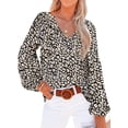 thumbnail image 1 of ORUYROP Blouses Décontractées Boho à Imprimé Floral Col en V Manches Longues Amples pour Femmes, 1 of 5
