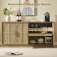 thumbnail image 4 of BFJDM 67" Arched Sideboard Buffet Cabinet, 4 Door Storage Credenza with Adjustable Shelves, Wood Accent Cabinet TV Console for Living Room Dining Room Kitchen, 4 of 7