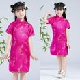 thumbnail image 5 of Mercatoo Girls Chinese Qipao Dress 𝐅loral Short Sleeve Slim Fit Cheongsam Dresses New Years Outfits Tradtional Clothing Performance, 5 of 5