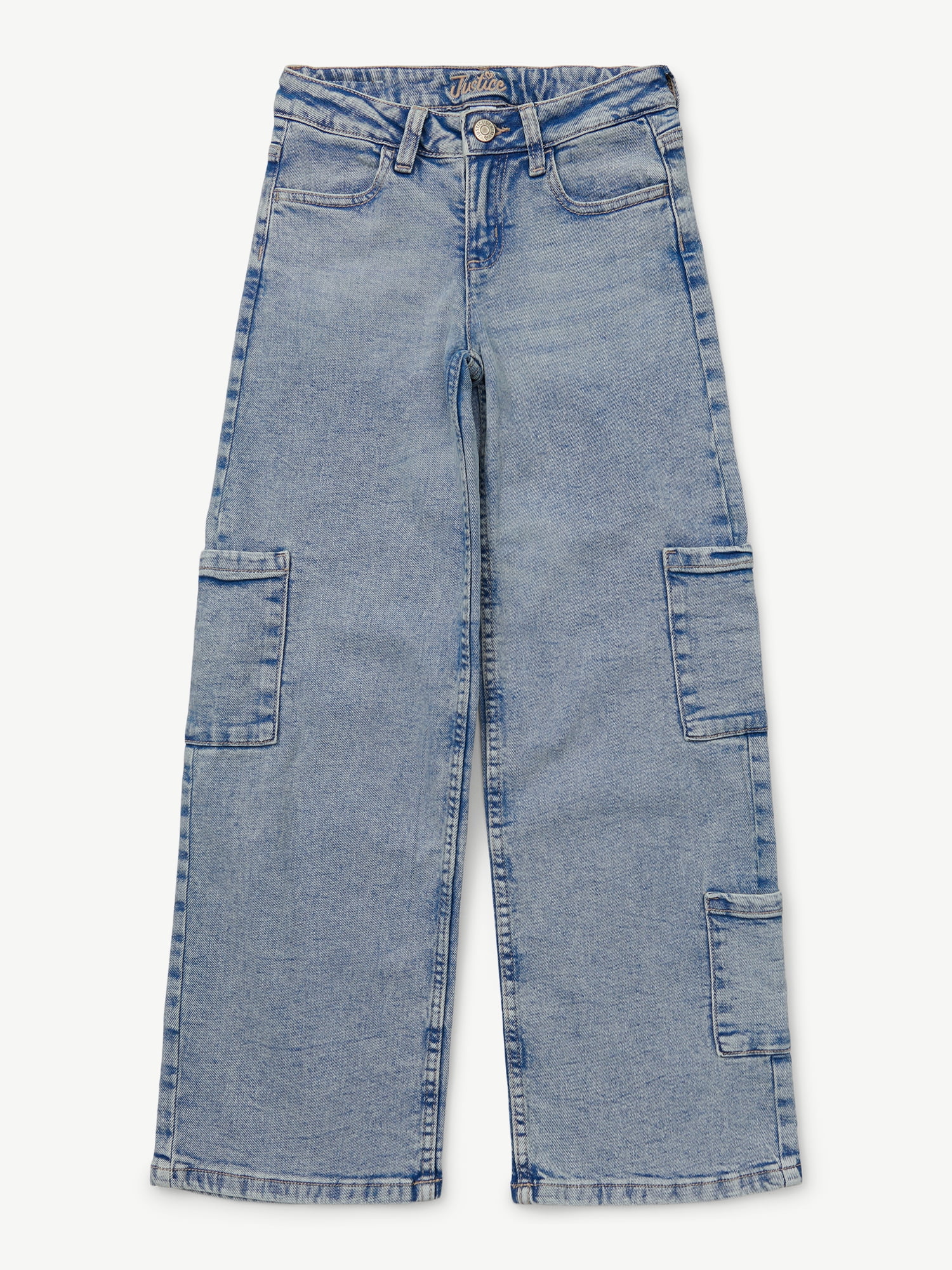 Justice Girls Cargo Wide Leg Jeans, Sizes 6-18, Slim & Plus