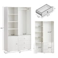 thumbnail image 3 of IVV Wardrobe Armoire Wooden Closet with 1 Door, 3 Drawers, 4 Open Storage Cubes and Hanging Rod for Bedroom, White (41"L x 14.6"W x 69"H), 3 of 9