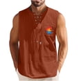 thumbnail image 1 of Camisetas de Verano para Hombre, Corbata Casual de Color Sólido sin Mangas Cuello Redondo Camiseta de Camiseta Hecha de 60% Algodón 40% Lino, Bajo Camisetas para Hombres, 1 of 3