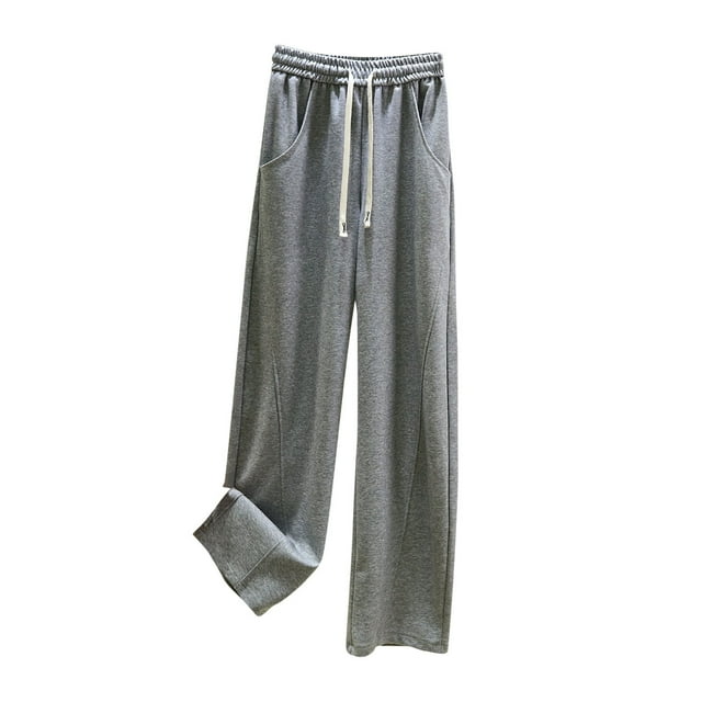 FAIWAD Women's Wide Leg Cotton Pants Summer Elastic High Waist Drawstring Sweatpants with Pockets