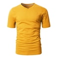 thumbnail image 3 of H2H Mens Contrast Color Crew Neck Casual T-Shirt Top MUSTARD US L/Asia XL (CMTTS0197), 3 of 6