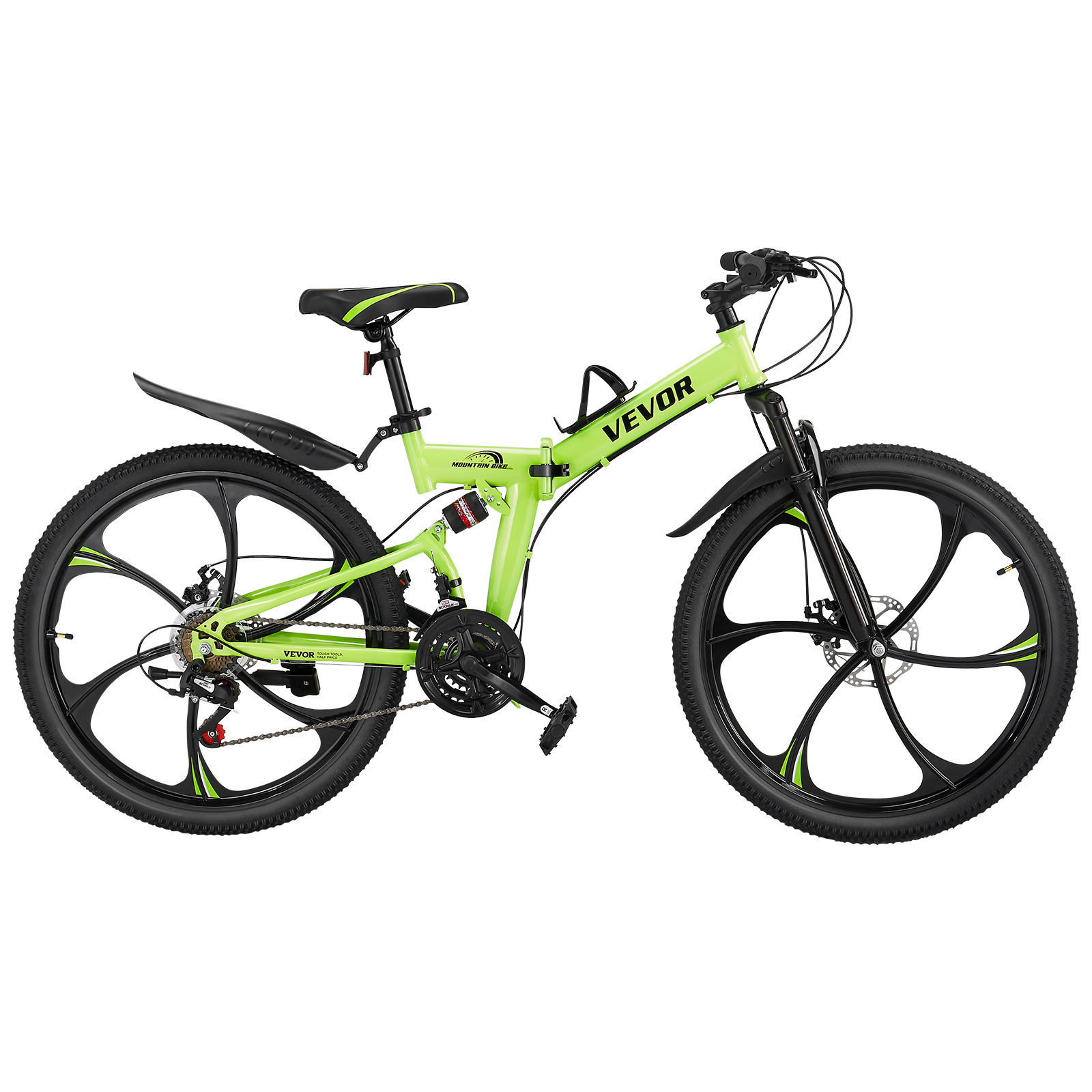 VEVOR 26-inch Collapsible Mountain Cycle, MTB Bike featuring Comprehensive Shock Absorption, 21-gear Transmission, Cushioned Seat, Disk Braking System