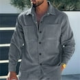 thumbnail image 2 of Men's Corduroy Long Sleeve Shirt Jacket Casual Outwear Coat with Pocket Stylish Comfortable Durable Versatile Fashionable Men's Oversized Tee Summer Tops Streetwear, 2 of 9
