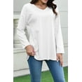 thumbnail image 5 of Mengpipi Womens Long Sleeve T-Shirt V-Neck Loose Casual Tops, White-XXL(US 20), 5 of 6