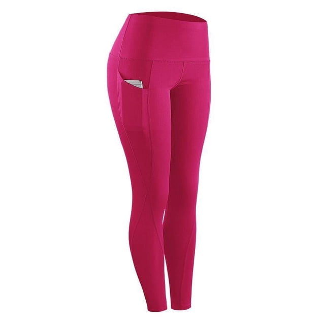 PENGXAING Leggings Haute Élasticité pour Femmes, Compression Extensible, Vêtements de Sport Décontractés, Yoga, Jogging, avec Poche, pour Course, Gym, Yoga, m-3TG, Rose Rouge