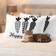 thumbnail image 3 of Happy Easter Pillow Covers 2 Pack Spring Vintage Black White Plaid Dots Carrots Pillowcase Waterproof Outdoor Throw Pillow Cover for Patio Balcony Rectangular Cushion 20”x12”, 3 of 9