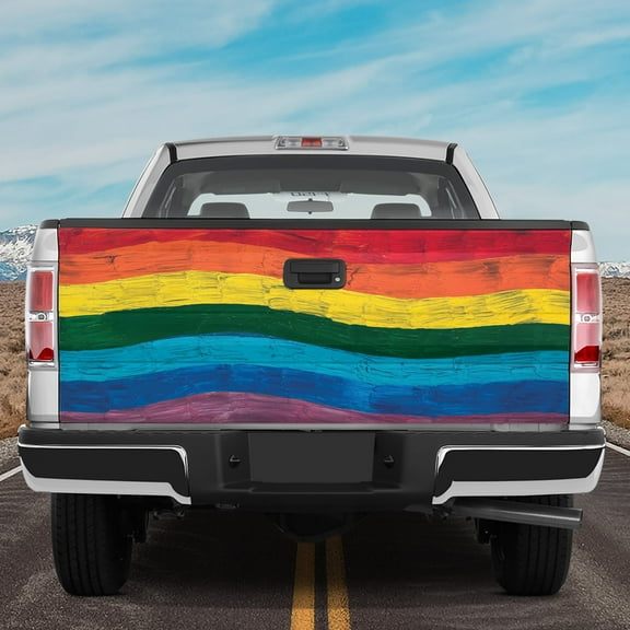 Lotusprinthandmade LGBT Tailgate Wrap 2 Sizes (24"x58"), lgbt flag truck tailgate decal, lgbt truck wrap, lgbt flag themed tailgate cover
