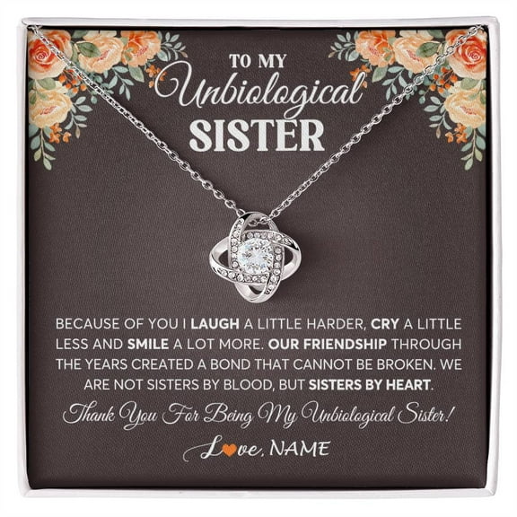To My Unbiological Sister Necklace From Sister By Heart Sister Friendship Best Friend Birthday Christmas Customized Gift Box Message Card