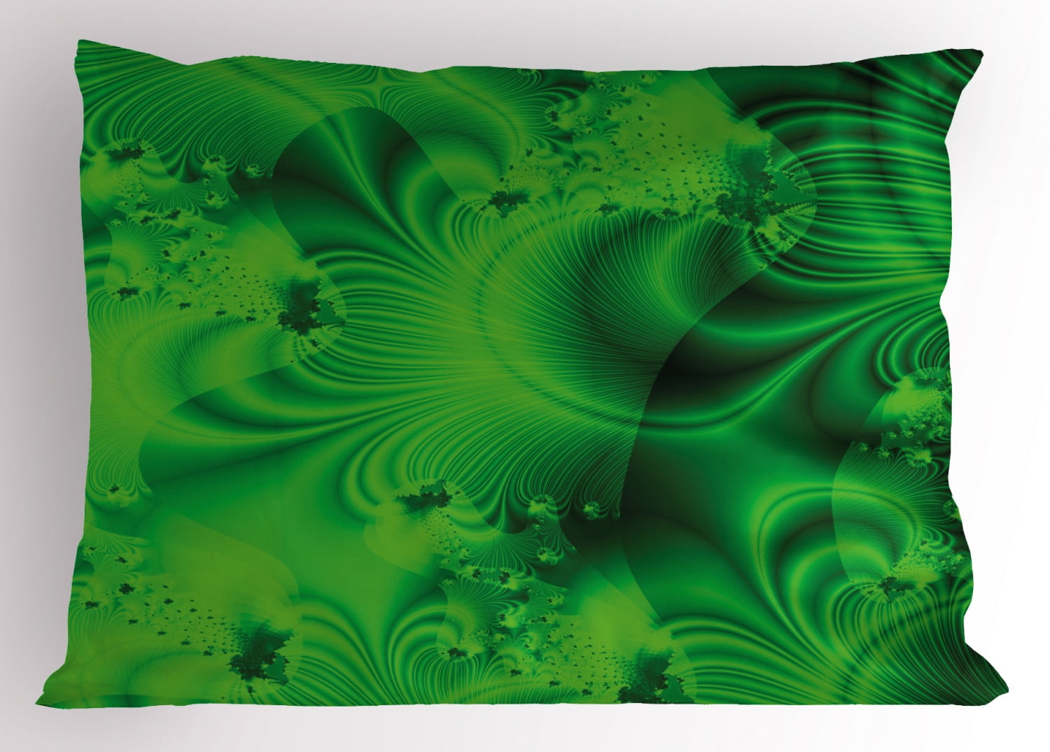 Lime Green Pillow Sham Vibrant Abstract Hazy Psychedelic Wavy Color