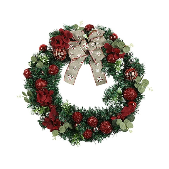 Cinvoph 16" Christmas Artificial Bow Wreath, Exquisite Wreath with Bow, Flowers and Pinecones for Front Door Wall Fireplace Mantle Windows Xmas Ornament