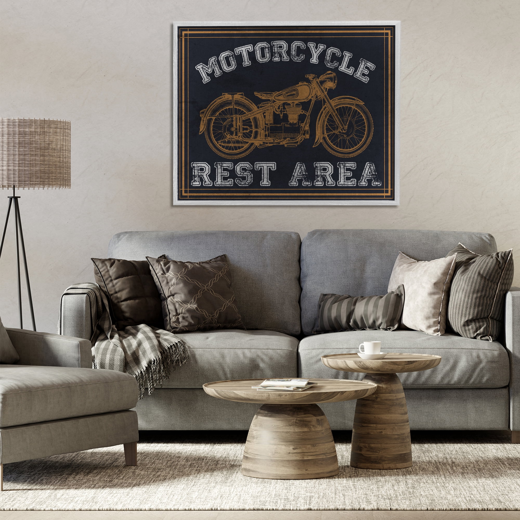 Stupell Industries Motorcycle Rest Area Gray Framed Giclee Art, design by Marcus Prime