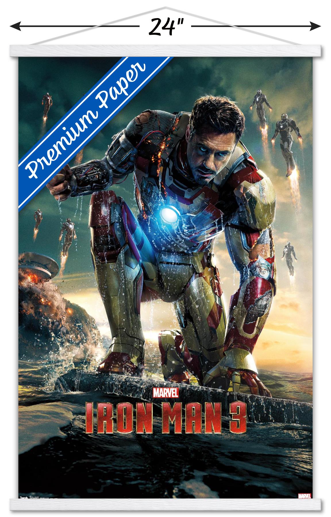 Marvel Cinematic Universe - Iron Man 3 - One Sheet Wall Poster with Wooden Magnetic Frame, 22.375" x 34"