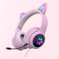 thumbnail image 1 of Auriculares con cable de oreja de gato shamjiam RGB Sonido estéreo 7.1 canales Rosa, 1 of 9