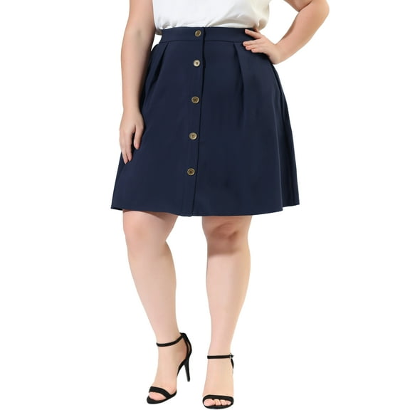 Agnes Orinda Women's Plus Size Skirt Casual a Line Elastic Waist Flare Skirts