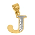 thumbnail image 1 of Precious Stars 14k Two-tone Gold Diamond-cut Initial Letter 'J' Pendant, 1 of 4