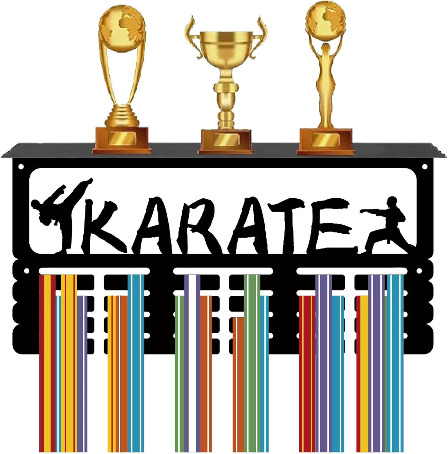 Table Tennis Medal Holder with Trophy Shelf Medal Hanger Rack Display Wall Mounted Hanging Awards 4 Rows Hold 70+ Medals Gift for Table Tennis Race Winner Player 15.7x7.9 Inch Black for DIY