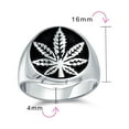 thumbnail image 4 of Bling Jewelry Mens Mens Silver Ring with Cannabis Leaf Medallion Oxidized Sterling Silver Handmade, 4 of 5