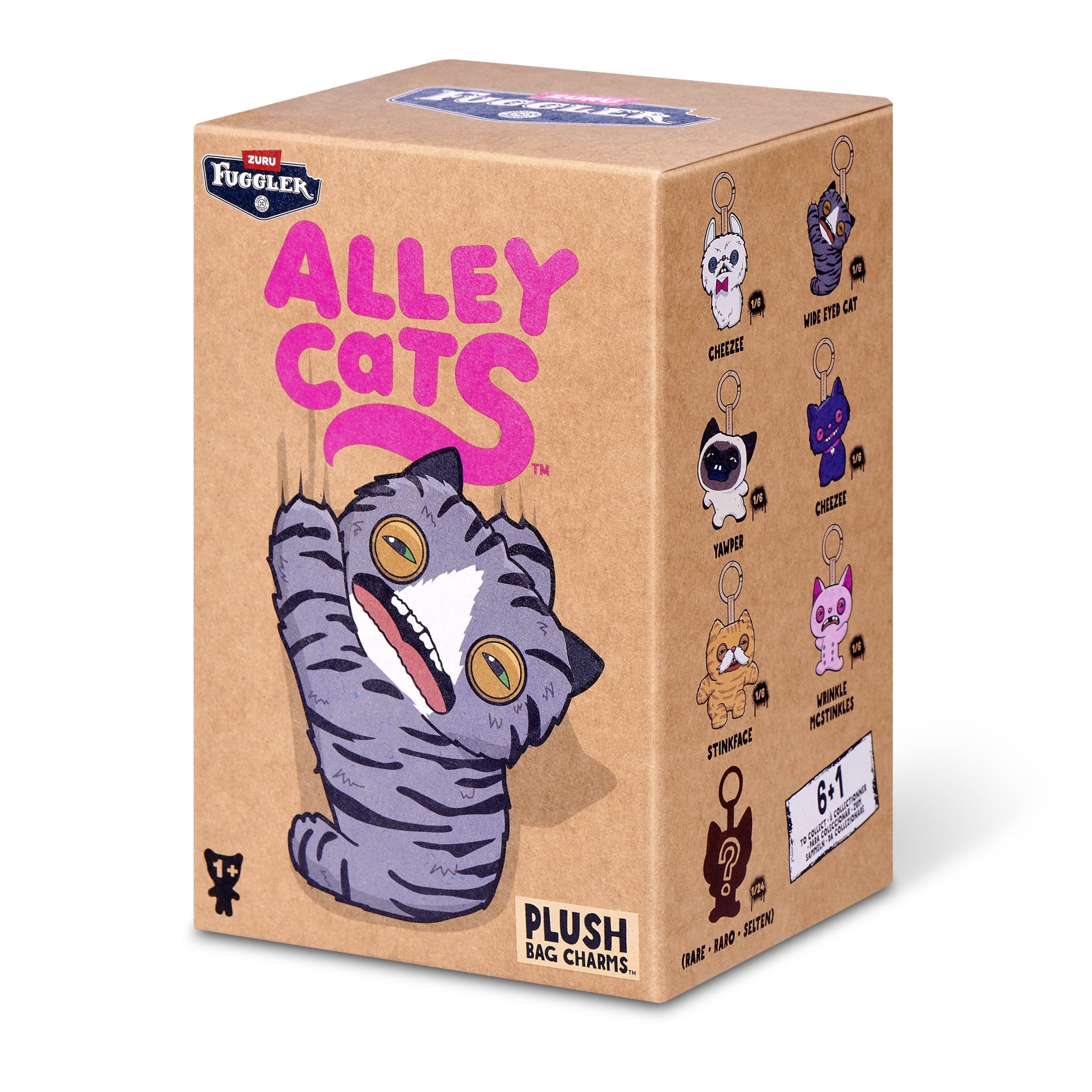 Fuggler Alley Cat KeyRing 5 Inch Plush Collectible by ZURU Funny Ugly Monster Featuring Mischievous Alley Cat Design, Signature Teeth, and Clip-On Keychain for Keys and Backpacks