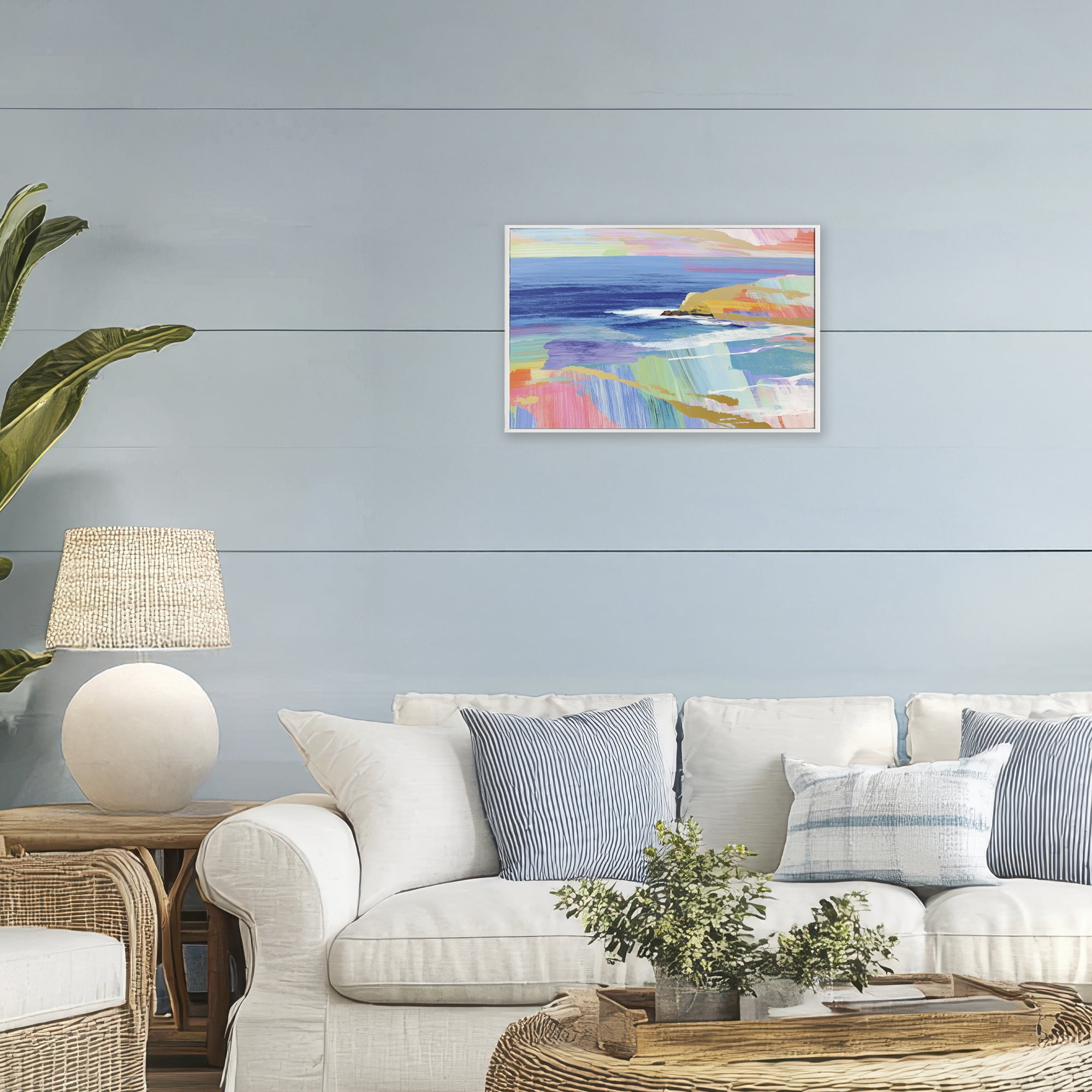 Stupell Industries Hawaii Coastline Abstraction White Framed Giclee Art, design by Chromatic Storm Studio