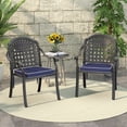 thumbnail image 5 of Hzzkey 2-Piece Outdoor Aluminum Dining Armchair Set, Black Frame with Blue Cushions, All-Weather Rust-Resistant, 5 of 10