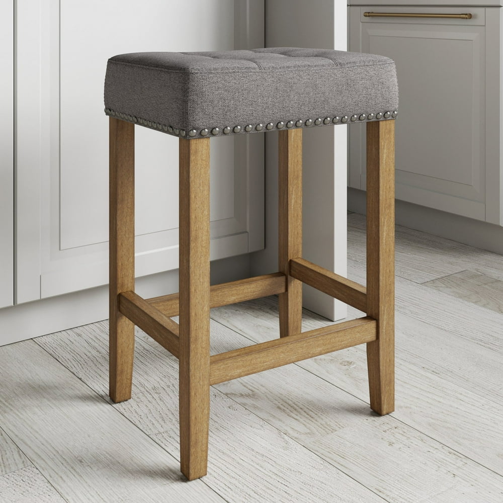 Nathan James Hylie Nailhead Wood Pub-Height Kitchen Counter Bar Stool