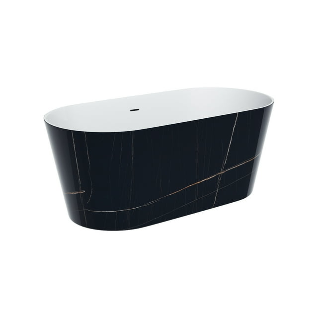 A&E Bath and Shower Ranya 60 In. X 28.7 In. Freestanding Bathtub In Black Marble