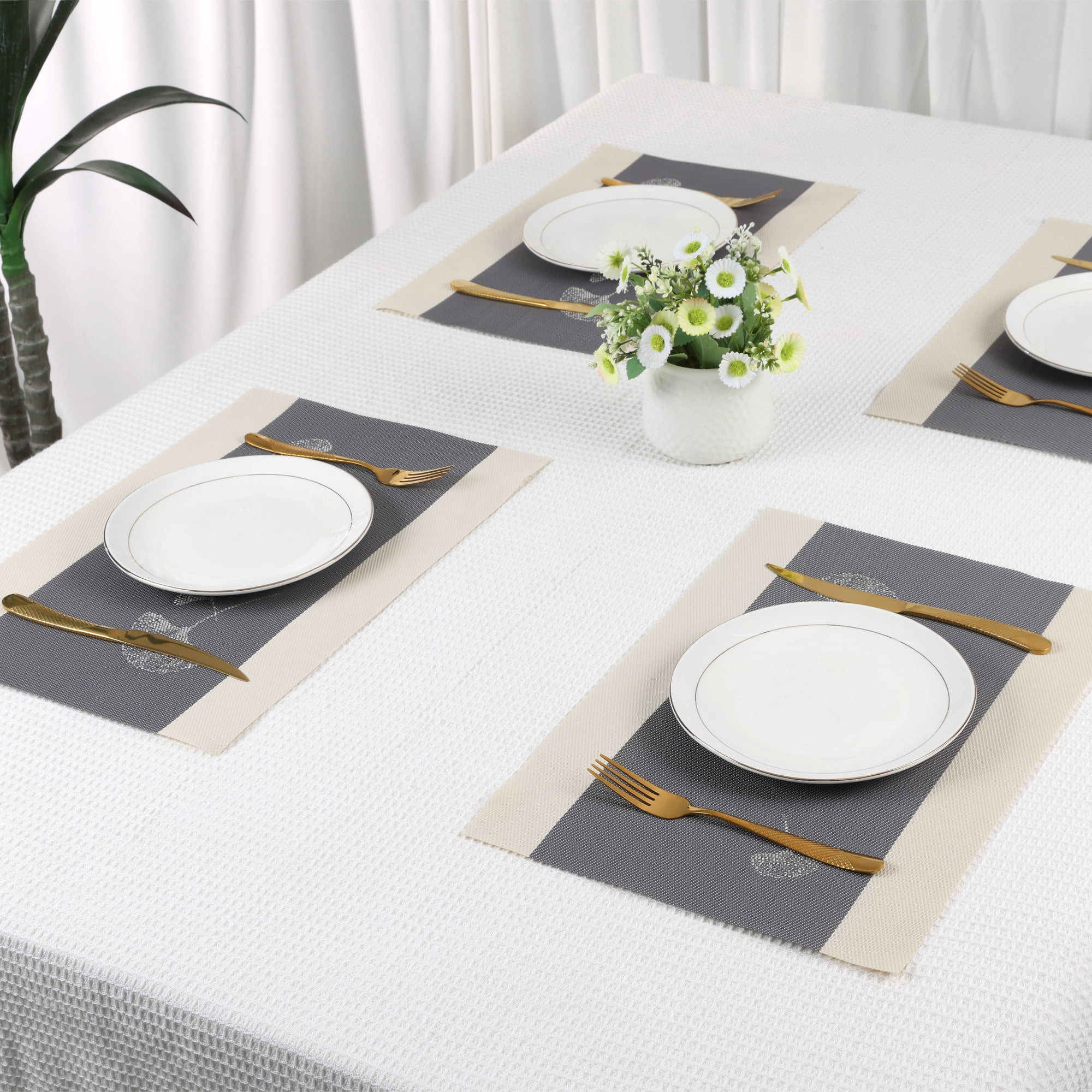 Unique Bargains Set of 6 Placemats for Kitchen Dining Table Decor Brown