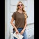 thumbnail image 5 of Camisetas Casuales Holgadas para Mujer, Camisetas de Verano de Corta con Cuello Redondo y Modernas Color Café XL, 5 of 10