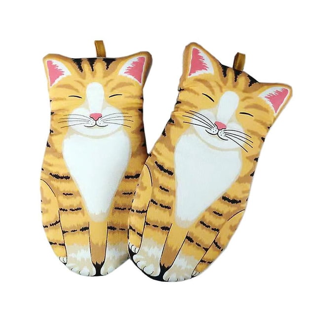 Mitts Kitten Cat Paw Design Heat Resistant Oven Gloves Thick Cotton Lining Cooking Baking Potholder Gloves Microwave Gloves BBQ Grilling Kitchen Tool