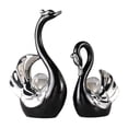 thumbnail image 3 of 2 figuras de cisne, esculturas, decoración para sala de estar, mesa de café, libro. negro, 3 of 9