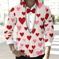 thumbnail image 5 of UVEASISHA Mens Funny Valentines Day Shirt 3D Love Heart Print Long Sleeve Dress Shirts Regular Fit Fashion Holiday Fake Blazer Party Shirt Pink#2 XL, 5 of 8
