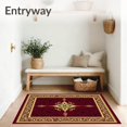 thumbnail image 3 of ODIKA 2'x3' Machine Washable Non-Slip Area Rug, Damask Flourish Accent with Baroque Scrollwork High Traffic Rug with Pad, Red, 616626, 3 of 8
