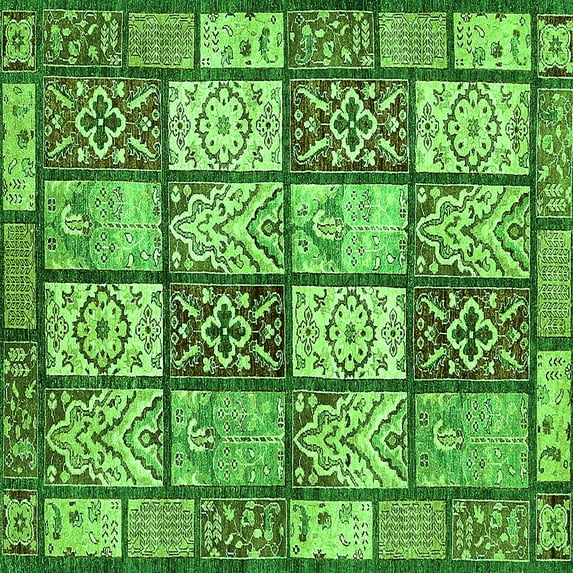 Ahgly Company Indoor Square Abstract Green Modern Area Rugs, 4' Square