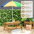 thumbnail image 6 of Infans 3-in-1 Kids Picnic Table Wooden Outdoor Sand & Water Table w/Umbrella Play Boxes, 6 of 7