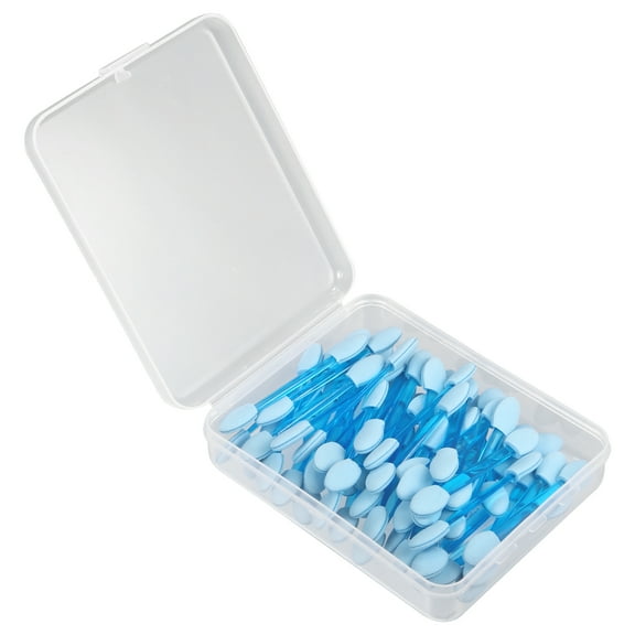Vocoste 50 Pcs Dual Sides Eye Shadow Sponge Applicators with Container 2.44"x0.35" Blue