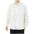 thumbnail image 2 of Blusa y camisa de manga larga con cuello vuelto para hombre, informal, de color liso, con botones, de manga larga y cuello vuelto, de poliéster., 2 of 6