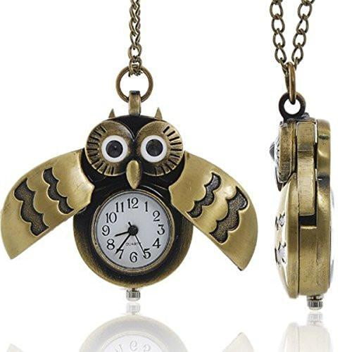 Bronze Owl Pocket Watch with Chain Necklace Battery Included in Nepal at NPR 4638 Rating 4