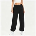 thumbnail image 4 of ZHYou No Boundarie Cuffed Leg Sweatpants for Women Stretchy Waist High Rise Pull On Baggy Fit Trousers with Pockets,Black,Size M, 4 of 9