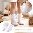 thumbnail image 4 of Lace Socks for Girls Bow Ruffle Frilly Toddler Dress Sock Soft Cotton Cute Princess Ankle Socks Little Girl Party*1pc, 4 of 6