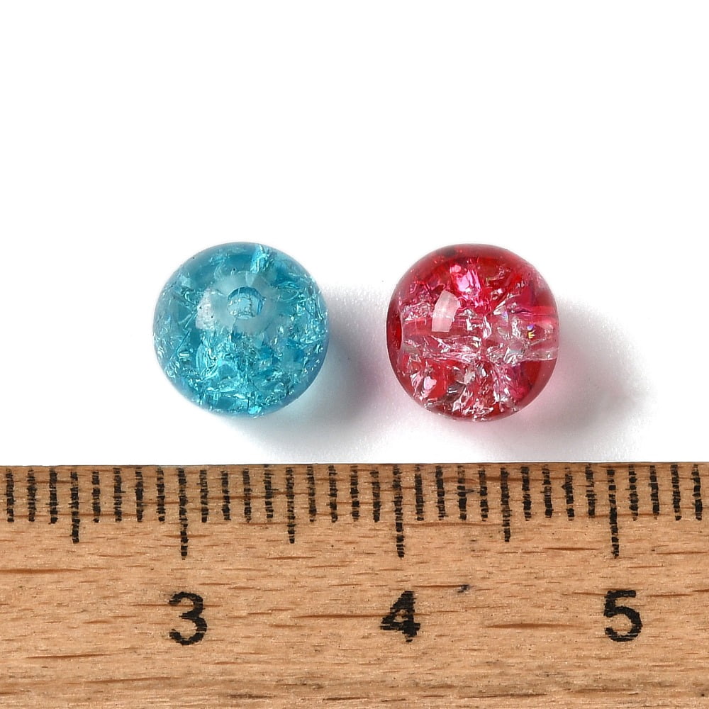 Spray Painted Crackle Glass Beads Round Mixed Color 8mm Hole: 1.3~1.6mm