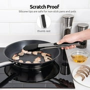 480°F Heat Resistant Kitchen Tongs: U-Taste 12in Silicone Cooking Tong with Firm Sealed Non Stick Rubber Tips & Silicon Coated 18/8 Stainless Steel Handle & Smooth Lock for Serving Grill(Black)