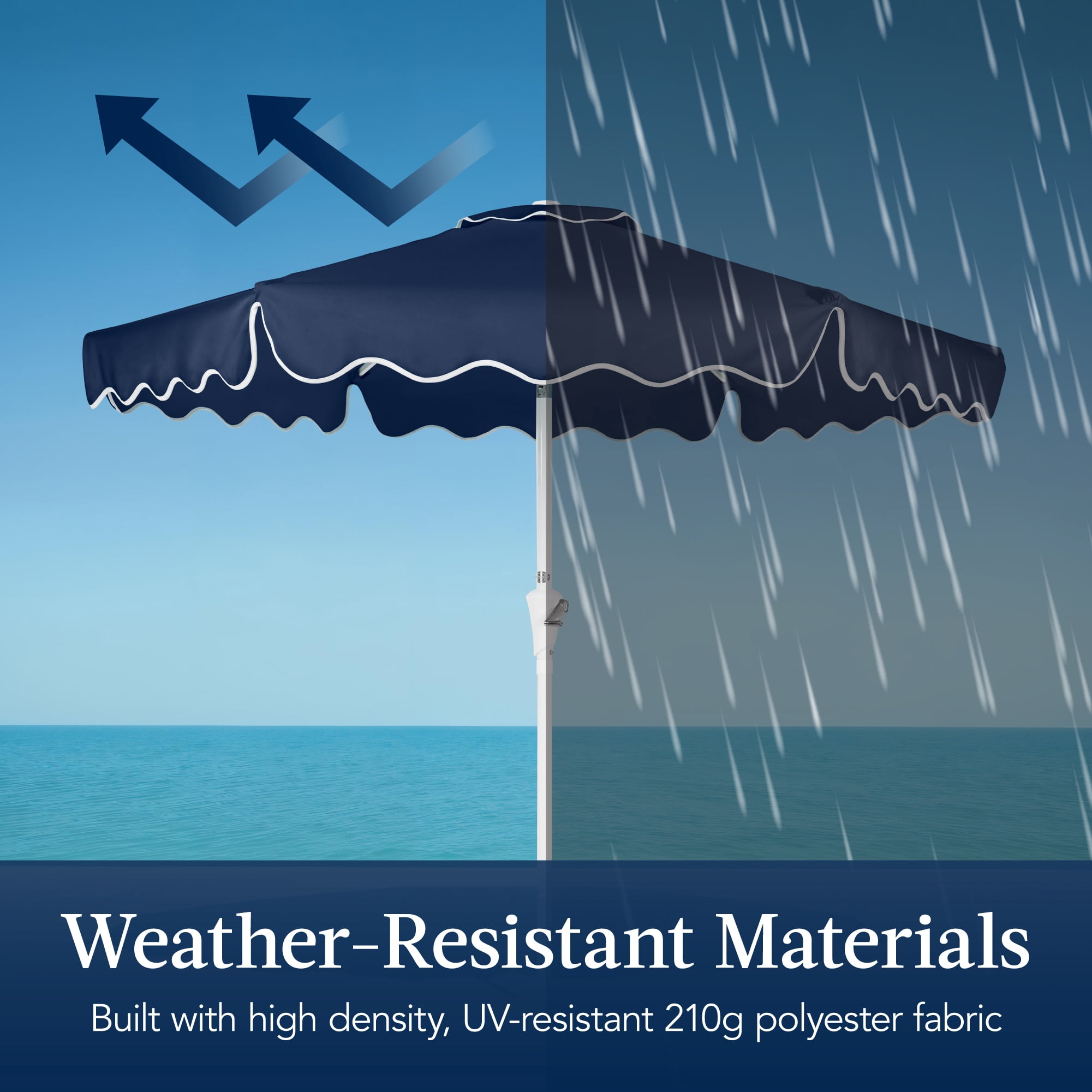 Best Choice Products 7.5ft Patio Market Umbrella with Wavy Trim, Fade-Resistant, Crank & Tilt, Wind Vent - Navy Blue