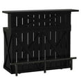 thumbnail image 3 of Yardi Yarda Black Wood Bar Counter with Rustic X-Frame, Bar Counter with Open Shelves & Large Countertop, Functional Bar Table with Foldable Footrest & Stable Legs for Indoor, Black, 3 of 5